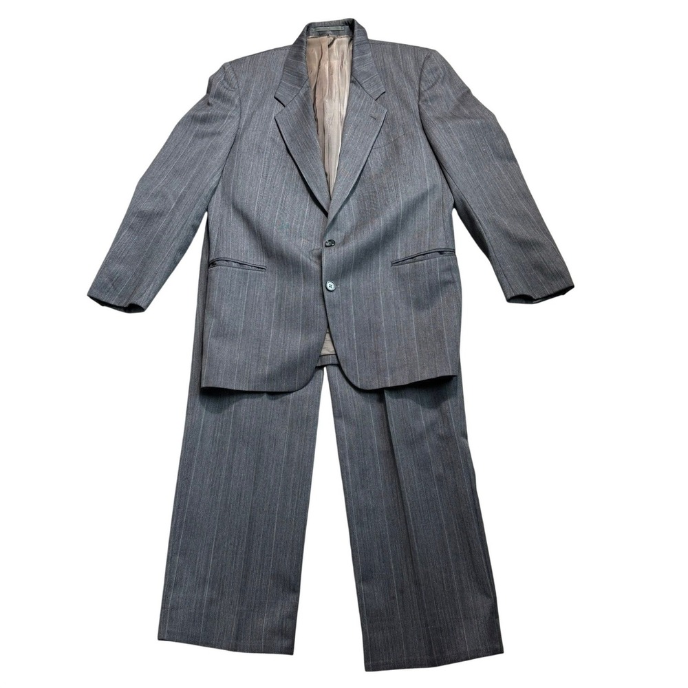 REDA Vallemosso-Italia Men's 43L W33 Grey Pinstripe 100% Wool 2 Piece Suit Set